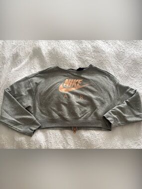 Nike Gray Sweatshirt with Rose Gold Swoosh & AIR Logo